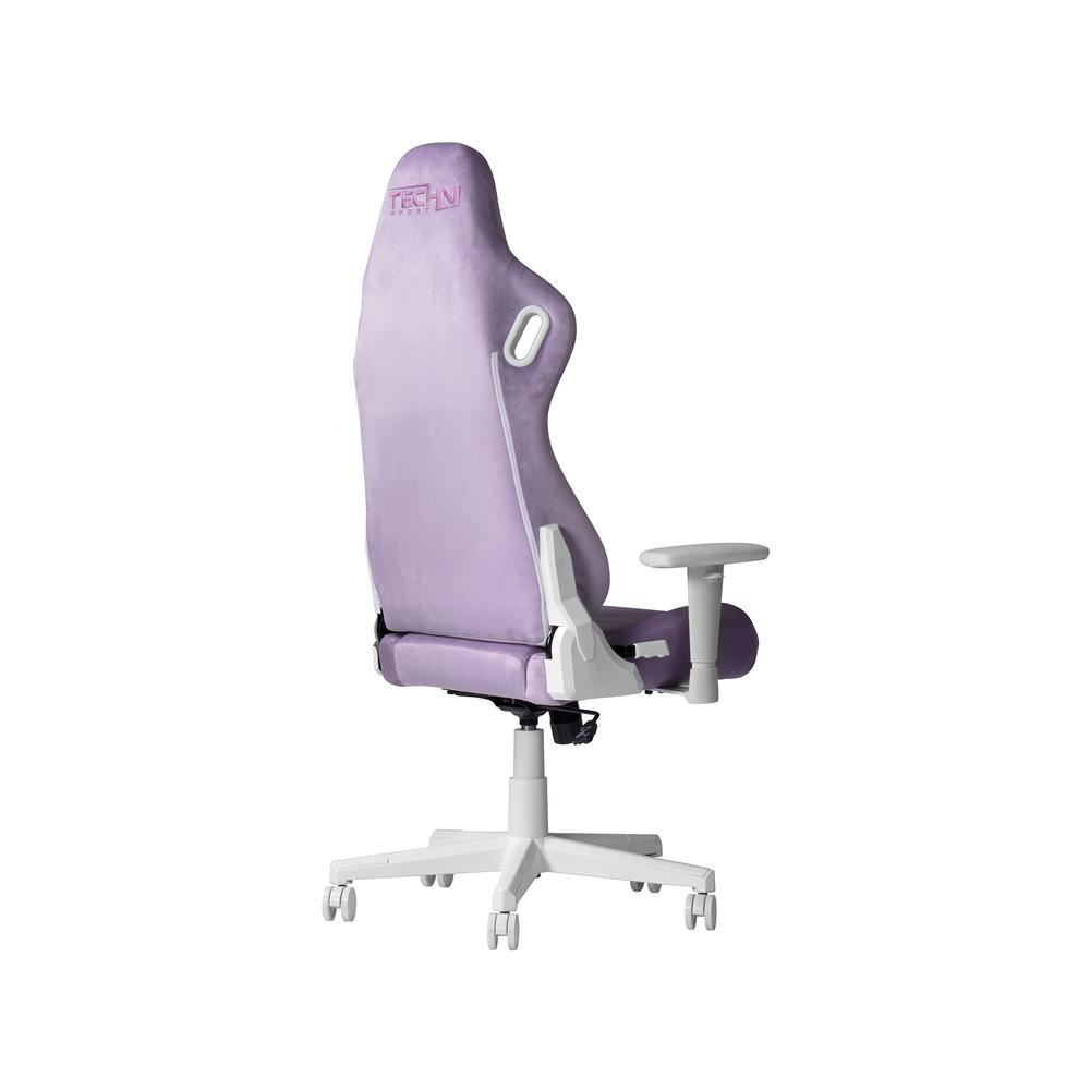 Purple velvet gaming chair from Start2Finish with ergonomic design and adjustable armrests, perfect for gaming and working spaces.