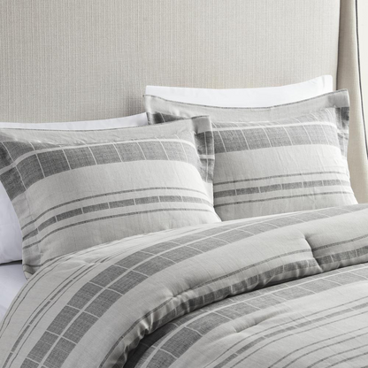 Start2Finish 4-piece stripe comforter bedding set with matching throw pillow, featuring bold striped pattern and cozy fabric.