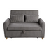 Start2Finish Justine brown corduroy convertible sleeper loveseat with plush cushions and fold-out bed in a modern living room setting.