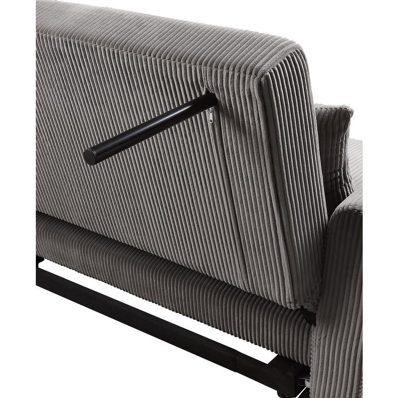 Brown corduroy convertible sleeper loveseat by Start2Finish featuring a plush, cushioned seating and a fold-out bed for versatile comfort.