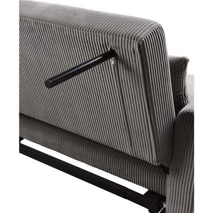 Brown corduroy convertible sleeper loveseat by Start2Finish featuring a plush, cushioned seating and a fold-out bed for versatile comfort.