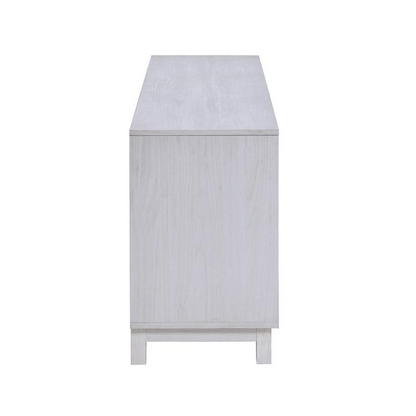 White walnut finish Summit 70-inch TV stand with fireplace, modern furniture piece from Start2Finish featuring ample storage and sleek design.