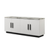 Start2Finish Matilda 63-inch white cabinet console table with white faux marble top, showcasing its sleek furniture design.