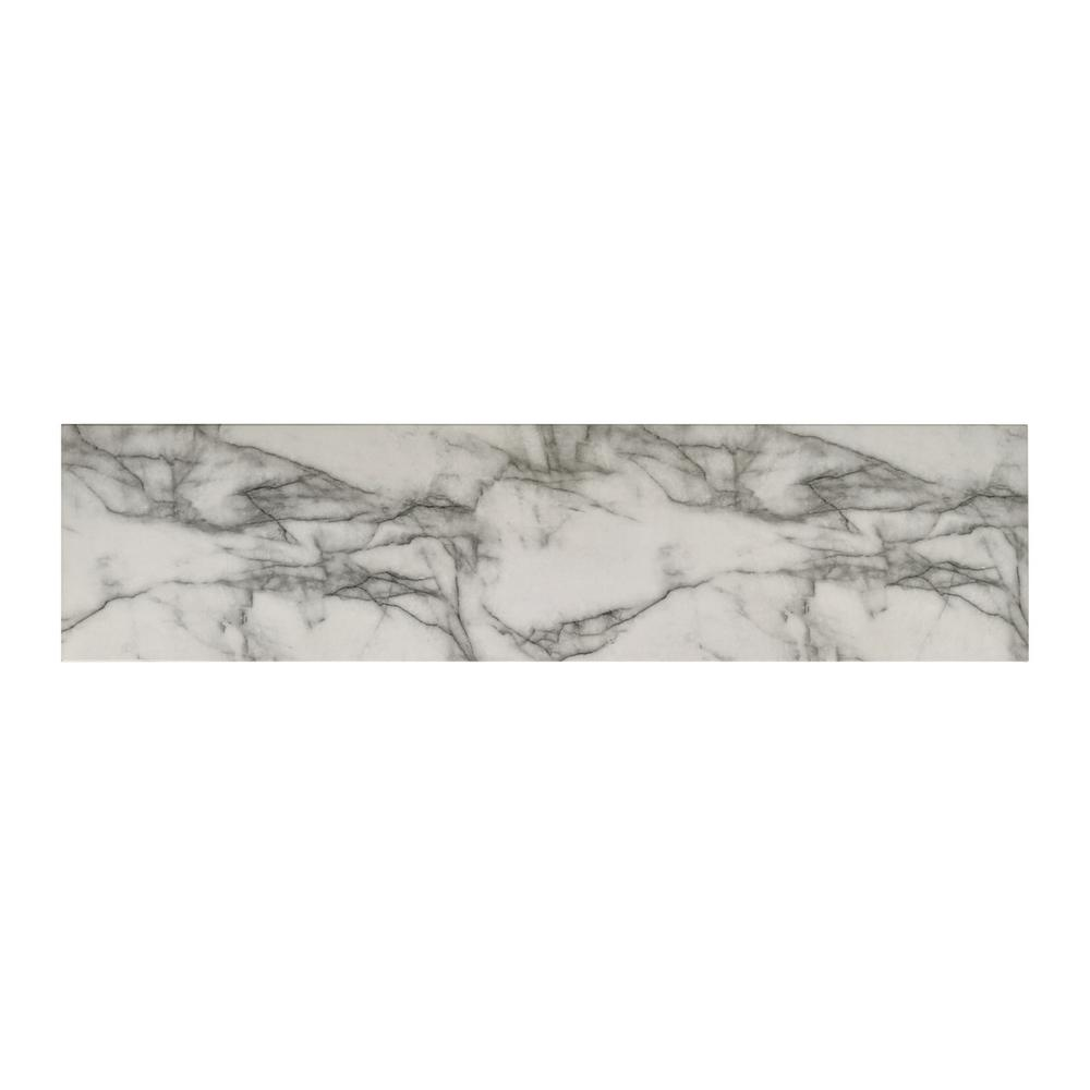 Start2Finish Matilda 63-inch white cabinet console table with faux marble top, featuring sleek modern furniture design.