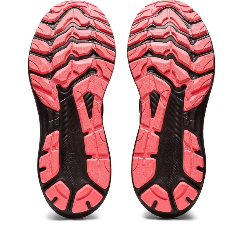 Asics GT 2000 11 GTX W running shoes in black and gray, lightweight athletic footwear with waterproof Gore-Tex for women.