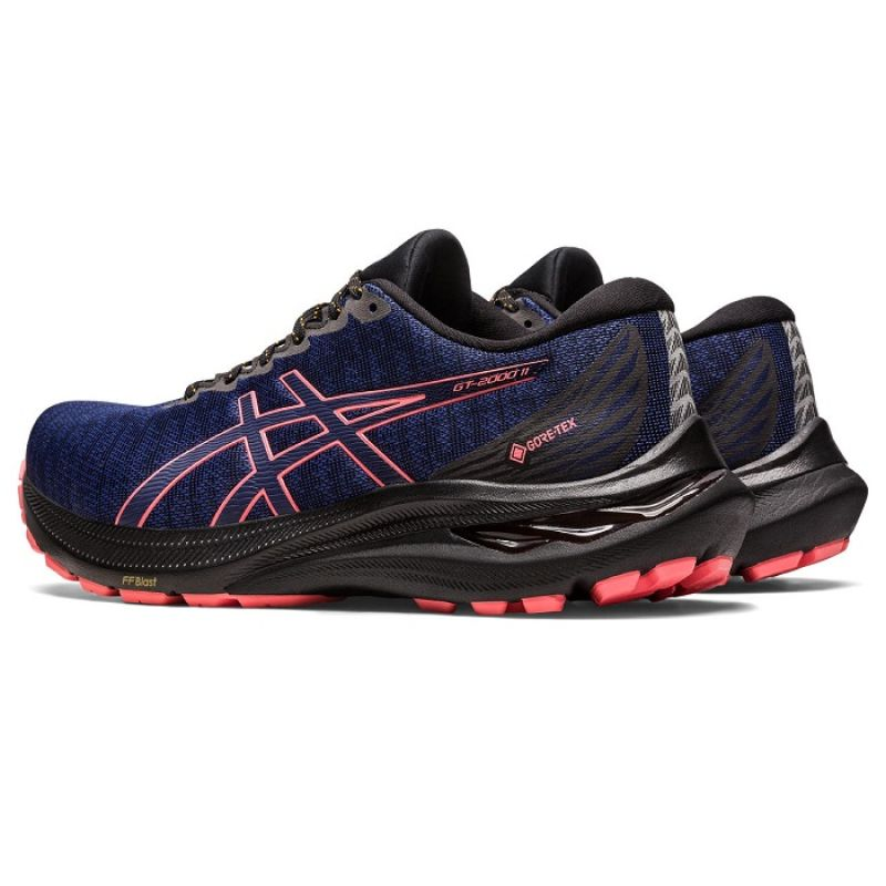 Start2Finish Asics GT 2000 11 GTX W athletic shoes, black and gray waterproof running footwear for women.
