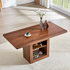 Rectangular MDF walnut dining table with storage, expandable design, suitable for dining room, kitchen, or apartment dining.