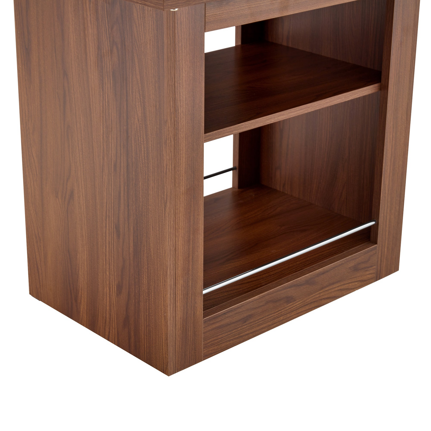 Start2Finish rectangular MDF walnut dining table with storage, expandable for kitchen, dining room, or apartment.