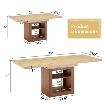 Rectangular MDF walnut dining table with storage, expandable for kitchen or apartment dining, by Start2Finish.