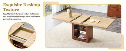 Start2Finish rectangular dining table with MDF walnut finish, expandable design, and built-in storage for dining room or kitchen use.
