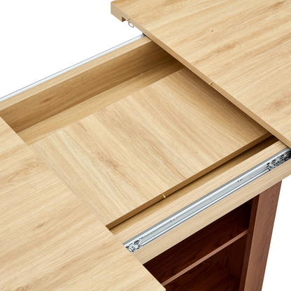 Start2Finish rectangular MDF walnut dining table with storage, expandable for kitchen, dining room, or apartment dining spaces