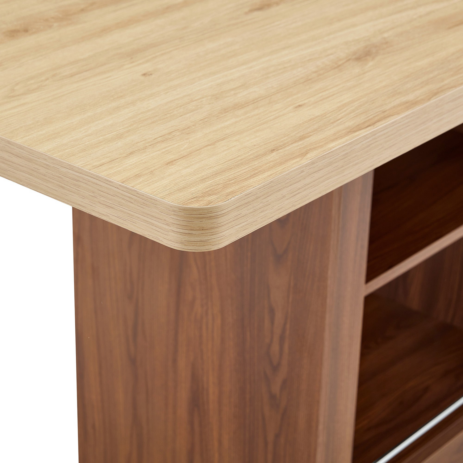 Rectangular MDF walnut dining table with storage and extension leaves, ideal for dining rooms, kitchens, and apartments.