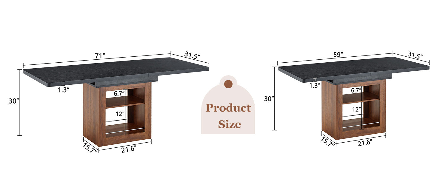Start2Finish rectangular MDF walnut dining table with expandable design, storage, ideal for dining rooms, kitchens, and apartments.