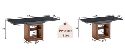 Start2Finish rectangular MDF walnut dining table with expandable design, storage, ideal for dining rooms, kitchens, and apartments.