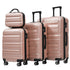 Sangria Beech hardshell ABS luggage set with lightweight, durable suitcases featuring dual-wheel spinner design for easy travel.