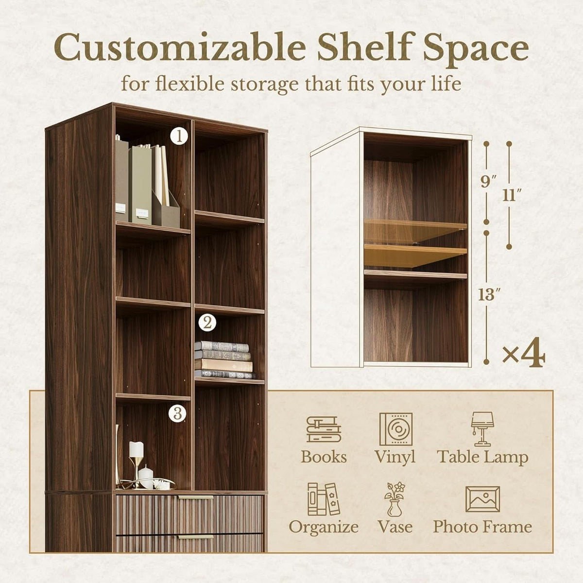 Electric Height Adjustable Desk 48 Inches Bookcase