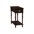 Traditional brown veneer accent table with two tiers, storage drawer, narrow design, perfect for lamp and small decor.