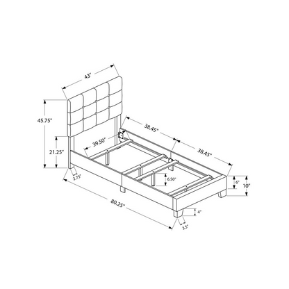 Light blue upholstered twin size bed frame by Start2Finish, featuring a transitional style with a plush velvet finish.