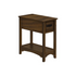Start2Finish brown veneer accent table with two tiers, narrow design, storage drawer, ideal for transitional decor.