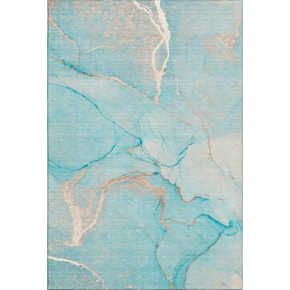 Start2Finish Luxury Washable Odyssey OY7 Teal 8x10 rug with intricate pattern and vibrant teal color, showing soft, plush texture.