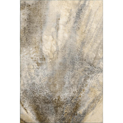 Luxury washable Odyssey OY5 taupe rug by Start2Finish, 9x12 feet, showcasing soft, durable, taupe-colored fabric with intricate pattern details.