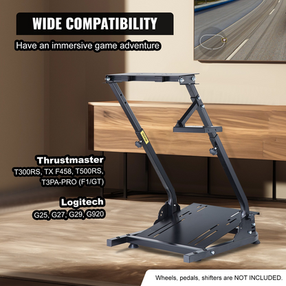 Start2Finish VEVOR G920 Racing Steering Wheel Stand with shifter mount for Logitech G27, G25, G29 gaming wheels, pedals not included.