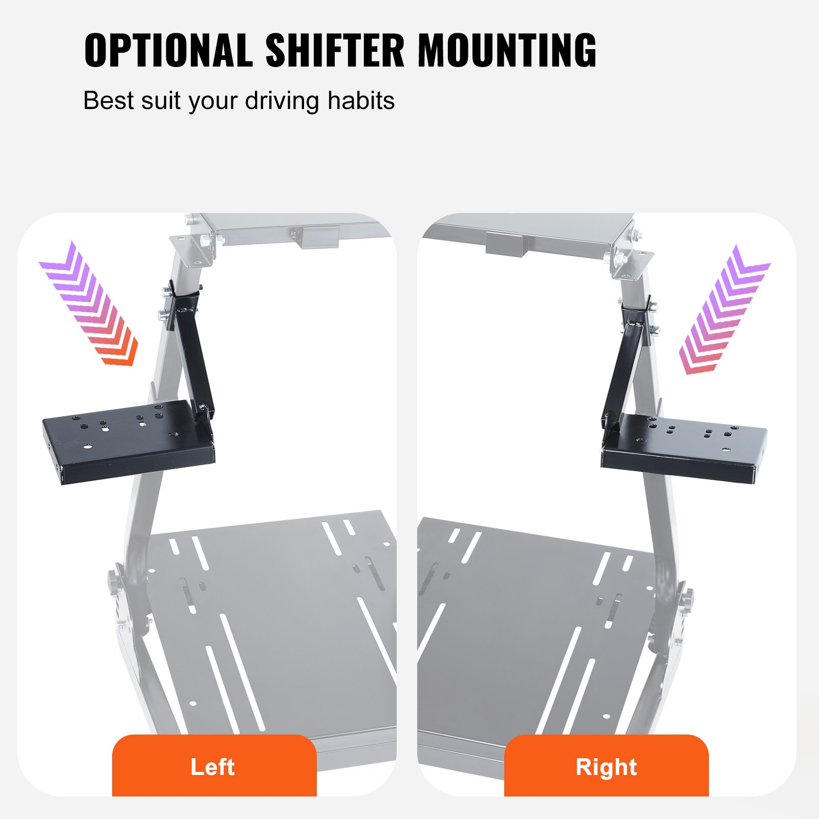 Start2Finish VEVOR G920 racing steering wheel stand with shifter mount for Logitech G27, G25, G29 gaming wheel and pedal setup.