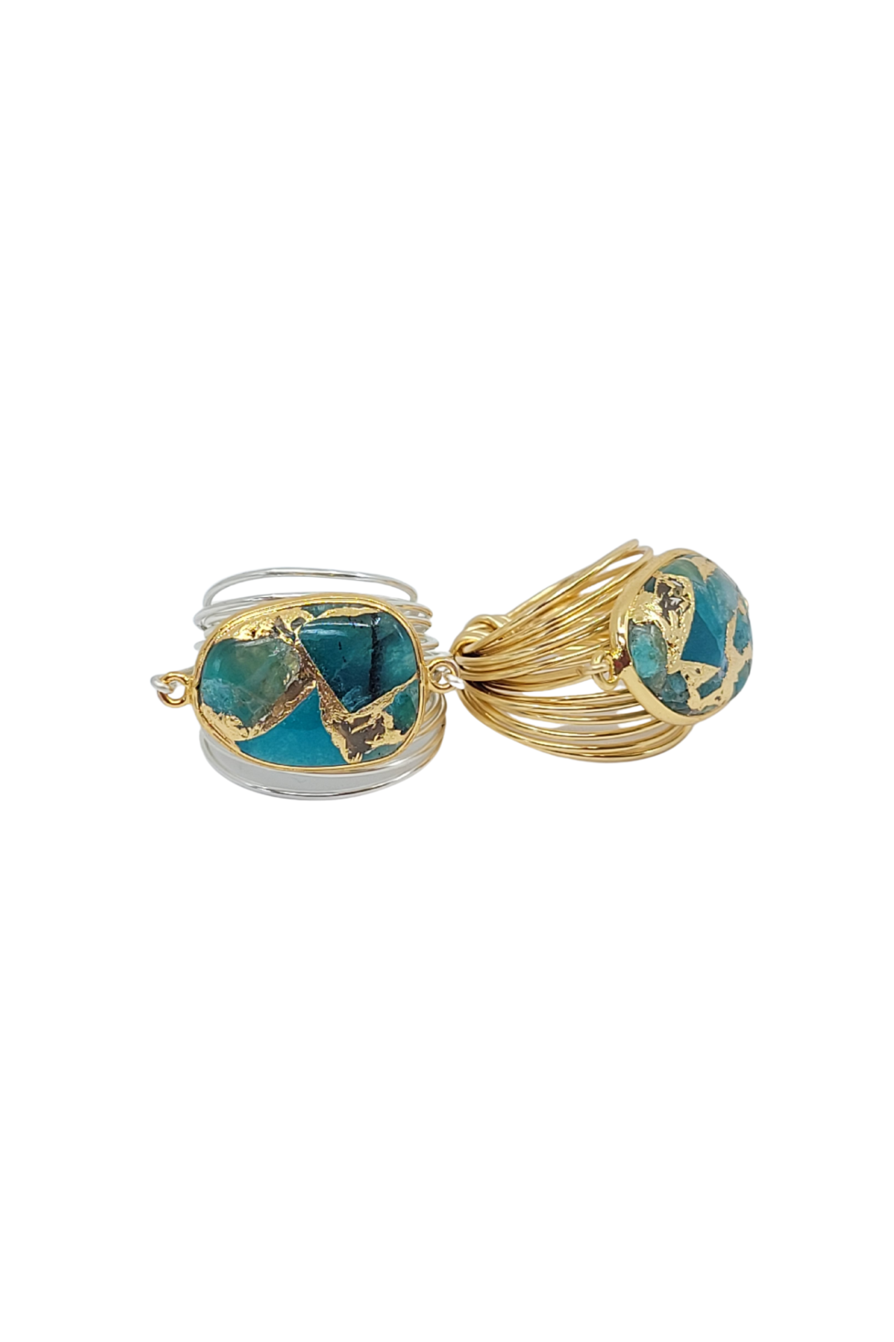 Start2Finish Torrey ring featuring teal Mojave copper in a stylish jewelry design with intricate detailing.