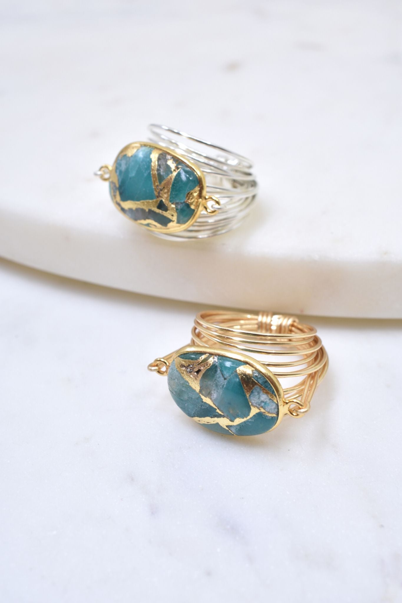 Start2Finish Torrey Ring with Teal Mojave Copper, showcasing a stylish copper jewelry ring with teal accent details.