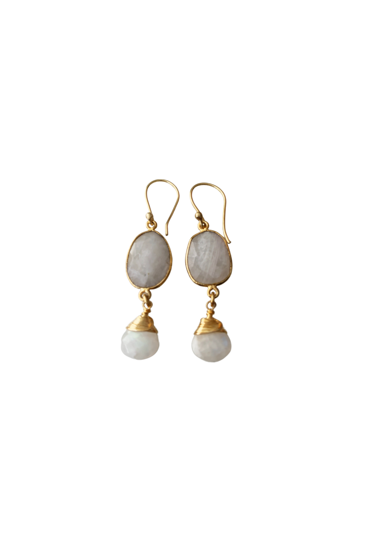Victoria Earrings in Moonstone jewelry by Start2Finish featuring elegant moonstone gemstones in a stylish earring design