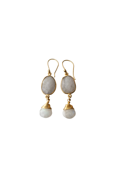 Victoria Earrings in Moonstone jewelry by Start2Finish featuring elegant moonstone gemstones in a stylish earring design