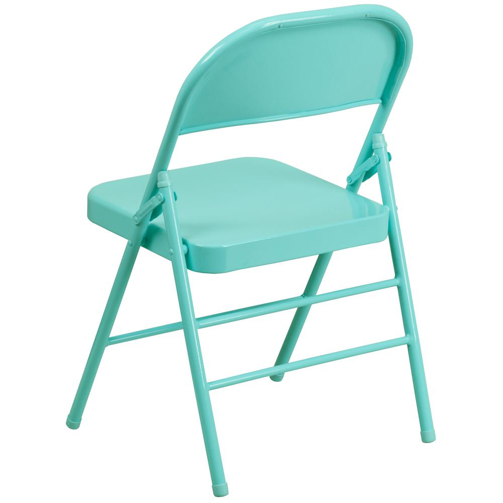 Set of 2 contemporary metal folding chairs from Start2Finish, ideal for commercial or residential use, featuring sleek modern design.