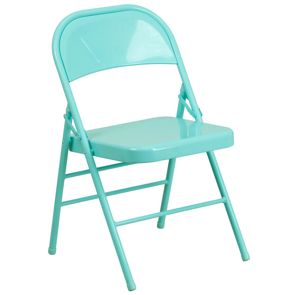 Set of 2 Start2Finish contemporary metal folding chairs, ideal for commercial and residential use, shown in a folded position.