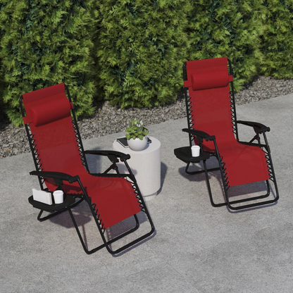 Set of 2 Start2Finish portable folding zero gravity lounge chairs with padded seats and adjustable recline for outdoor relaxation.
