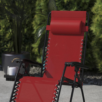 Set of 2 Start2Finish portable folding zero gravity lounge chairs showing black fabric and adjustable reclining positions.