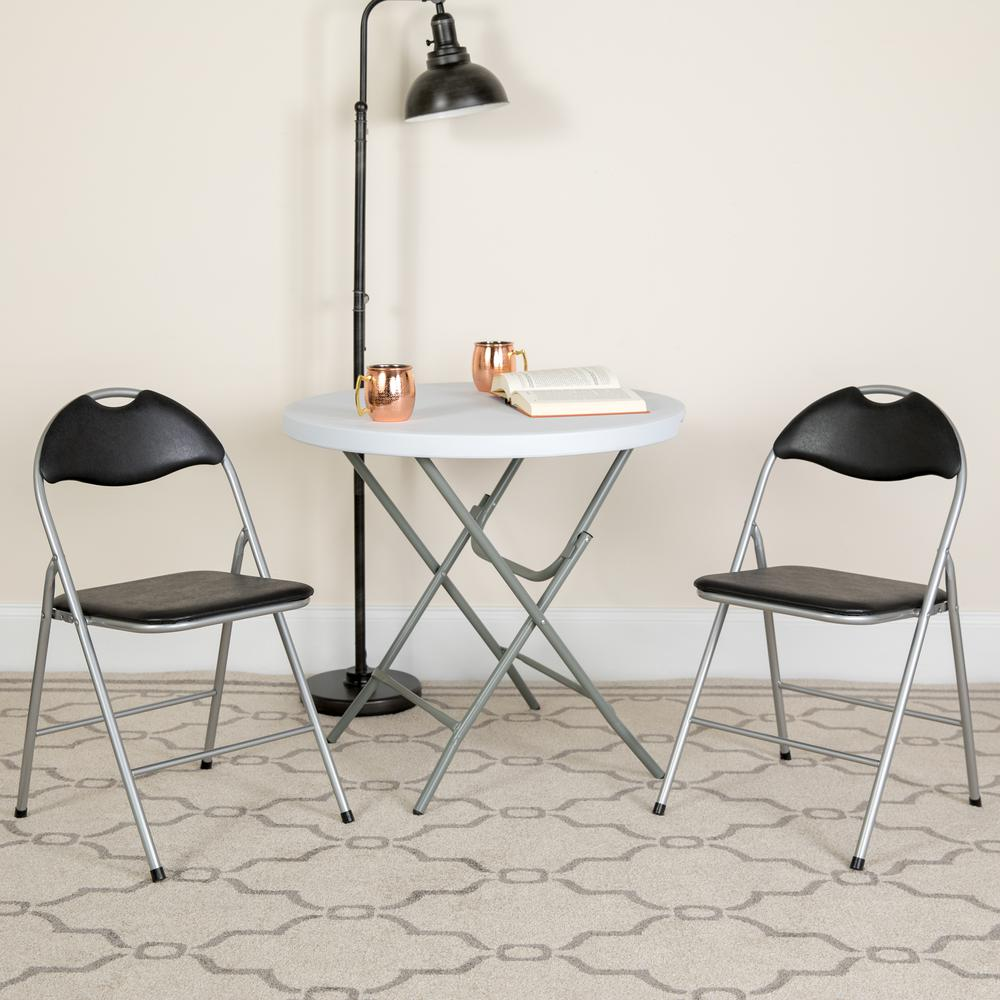Set of 2 padded metal folding chairs by Start2Finish, featuring cushioned seats and sturdy foldable metal frames.