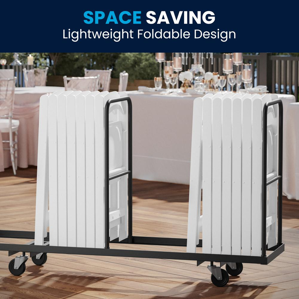 Set of four Start2Finish versatile plastic folding chairs for commercial use, big and tall, lightweight and durable furniture.