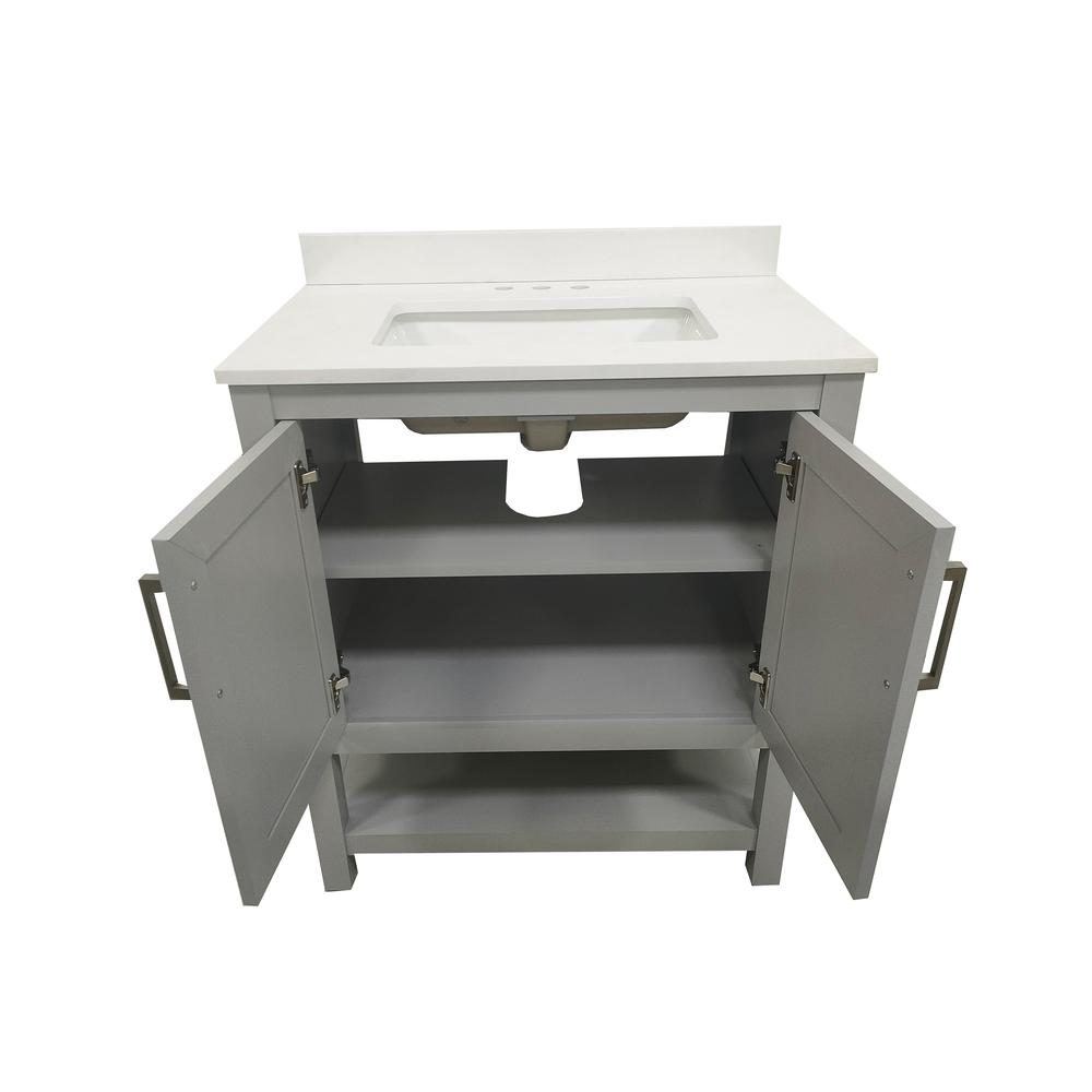 Contemporary 30-inch bathroom vanity with integrated sink from Start2Finish, featuring sleek design and modern wood finish.