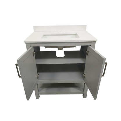 Contemporary 30-inch bathroom vanity with integrated sink from Start2Finish, featuring sleek design and modern wood finish.