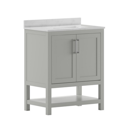 Contemporary 30-inch bathroom vanity with integrated sink by Start2Finish, featuring sleek modern design and wood finish.