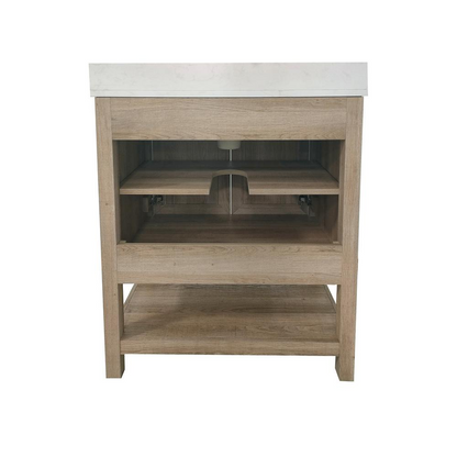 Contemporary 30-inch bathroom vanity with integrated sink by Start2Finish, featuring modern design and sleek wood finish.