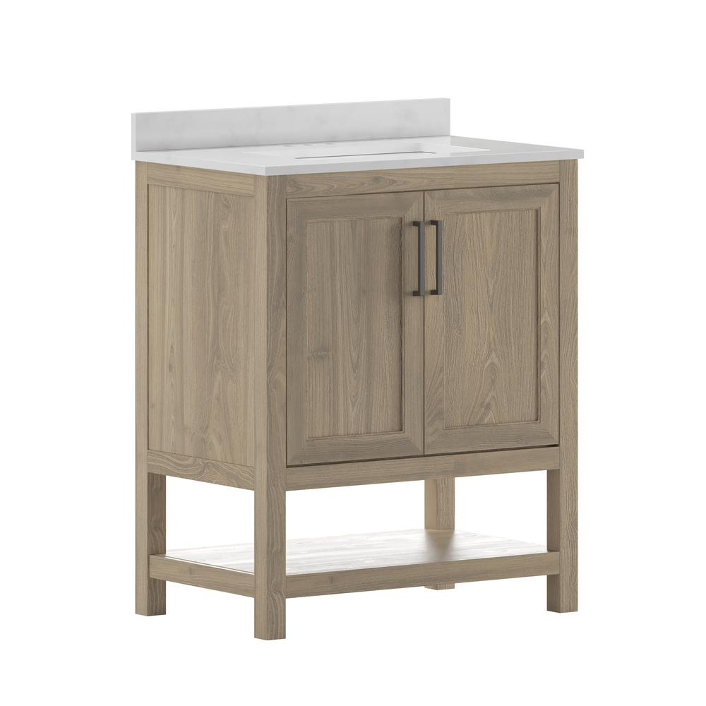 Contemporary 30-inch bathroom vanity with integrated sink by Start2Finish, featuring a sleek modern design and clean lines.