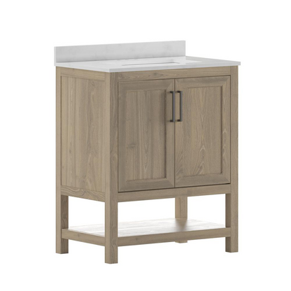 Contemporary 30-inch bathroom vanity with integrated sink by Start2Finish, featuring a sleek modern design and clean lines.