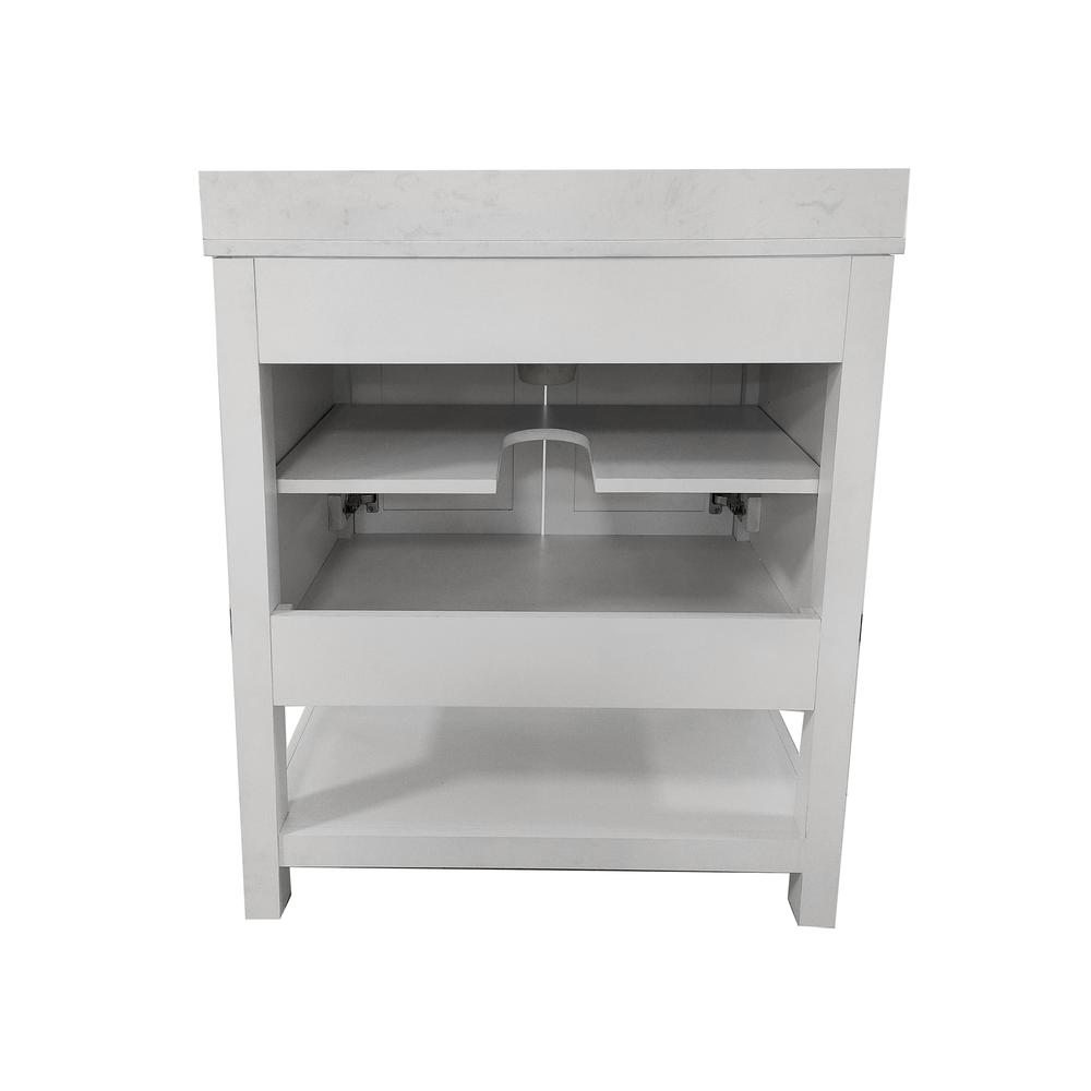 Contemporary 30-inch bathroom vanity with integrated sink by Start2Finish, featuring sleek modern design and storage space.