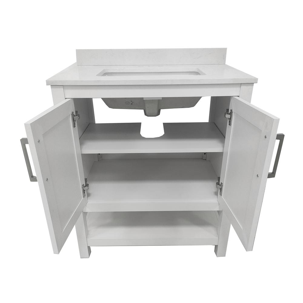30-inch contemporary bathroom vanity with integrated sink by Start2Finish, featuring sleek design and modern fixtures.
