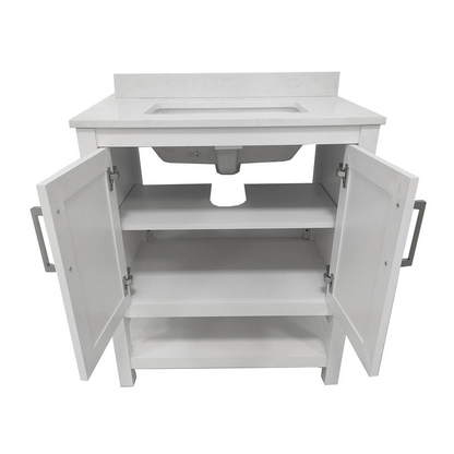 30-inch contemporary bathroom vanity with integrated sink by Start2Finish, featuring sleek design and modern fixtures.