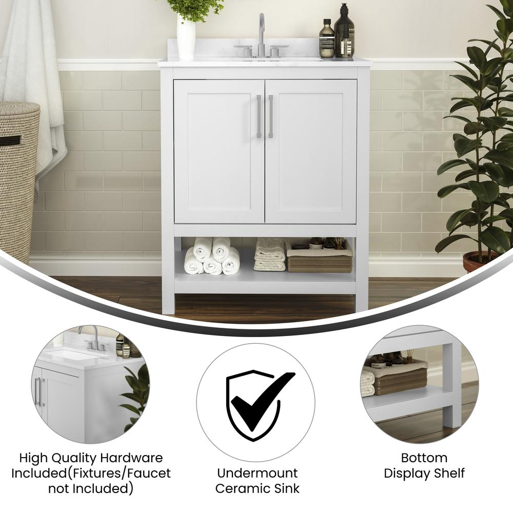 Contemporary 30-inch bathroom vanity with integrated sink from Start2Finish, featuring sleek wood finish and modern design.