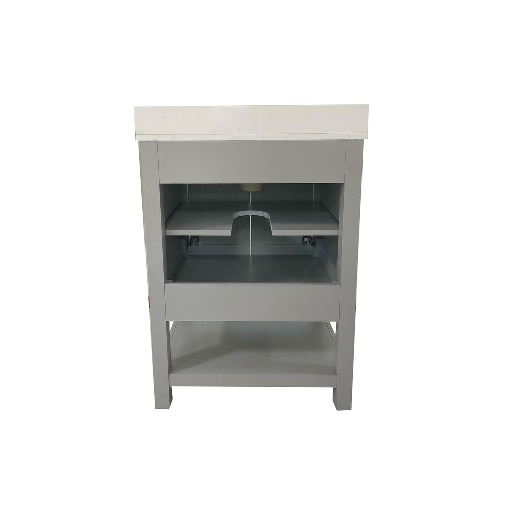 Contemporary 24-inch bathroom vanity with integrated sink, wood finish, and sleek modern design by Start2Finish.