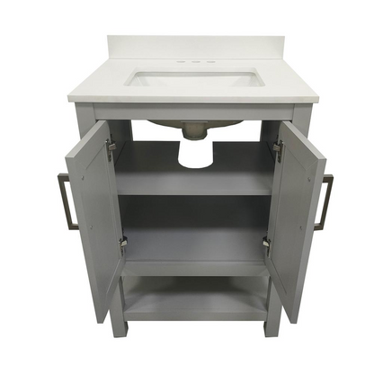 Start2Finish 24-inch contemporary bathroom vanity with integrated sink, modern wood finish, and sleek design for stylish bathroom decor.