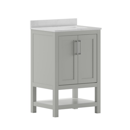 Contemporary 24-inch bathroom vanity with integrated sink from Start2Finish, featuring a sleek modern design and ample storage space.